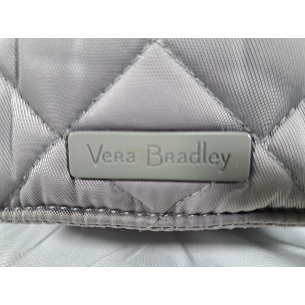 Vera Bradley Gray Quilted Crossbody Bag Floral Lining Adjustable Strap Messenger - Picture 2 of 11